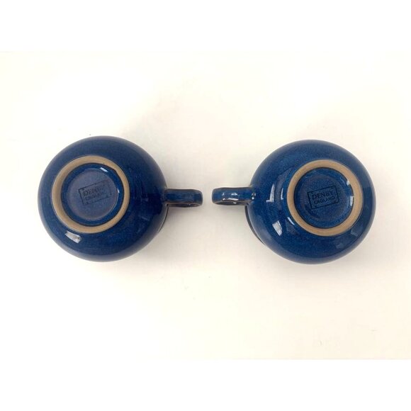 DENBY LANGLEY Imperial Blue Cup & Saucer Sets Set of 2  UK Pottery Dark Blue - Picture 3 of 6